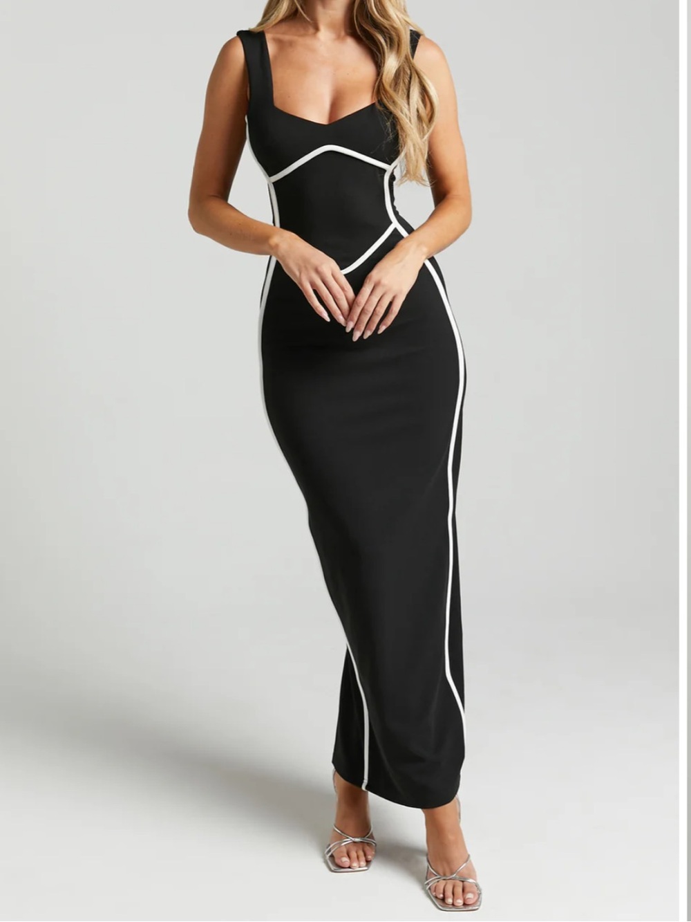 Showpo Magnolia Black Dress with White Trim